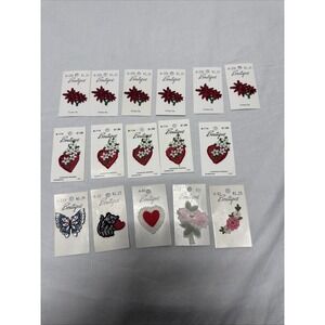 Lot of 16 Vtg Boutique Iron On Patches Hearts Flowers new
